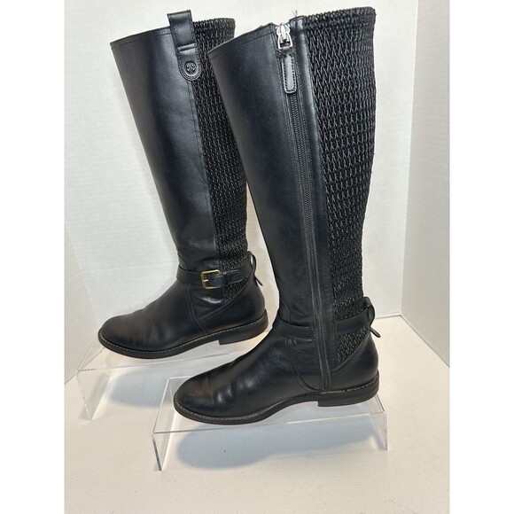 Cole Haan Shoes - Cole Haan Boots Womens 8 B Black Leather Knee High Quilted Stretch Riding Shoes